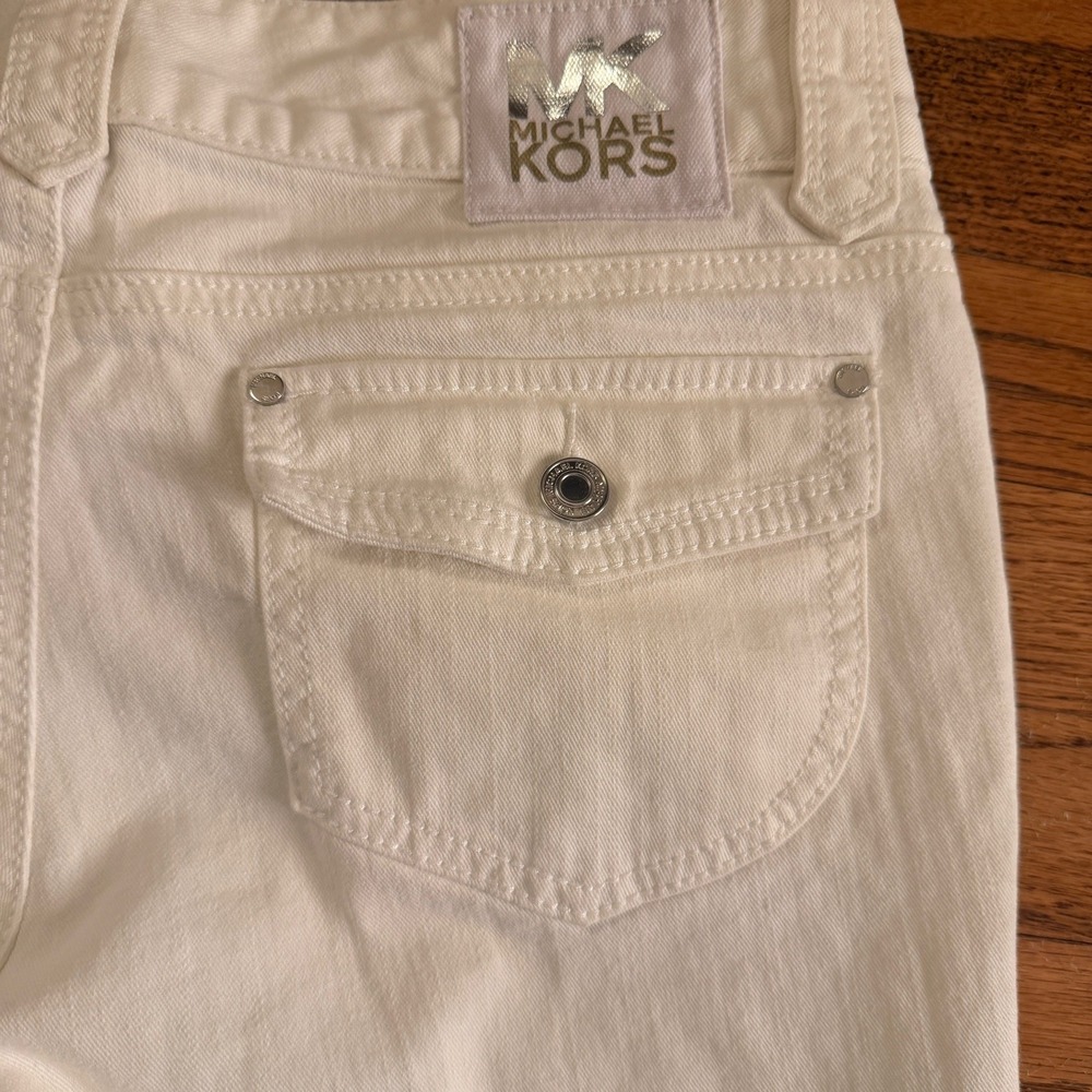 Michael Kors Bootcut Y2K‎ Jeans Size 6 Mid Rise White Flap Pocket Stretch